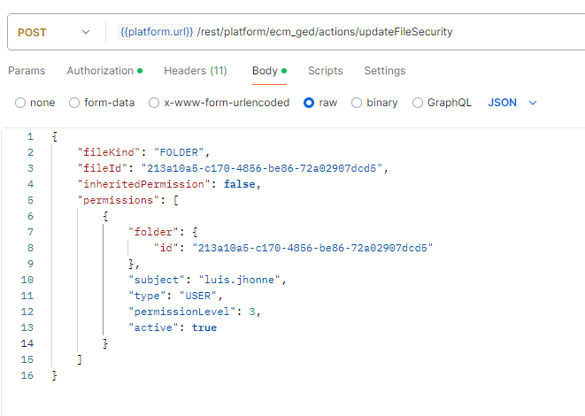 Chamada da primitiva updateFileSecurity
